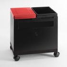 Büromodul für Papier und Restabfall 40x30x35cm auf Rollen,schwarz/rot